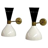 HISTORIC HANDICRAFT Lampada da parete in stile Stilnovo, coppia di belle lampade da parete italiane, stile anni  50, metà secolo, moderna lampada da parete in metallo italiano, set di 2 lampade