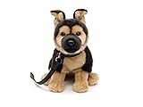 Uni-Toys - Pastore tedesco con guinzaglio, seduto – 24 cm (altezza) – cane di peluche, animale domestico – peluche