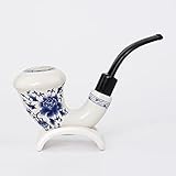 MUXIANG Ceramica tabacco Pipa Calabash con Bent Acrlyic Stem Bocchino 9 mm CARTA Filtri Tubo Stand Rack Set AN0018+FA0128