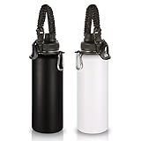 Volhoply 1200ml Isolato Borraccia Termica 2 Confezioni,Bottiglia in Acciaio Inox con Cinturino in Paracord,Thermos Bottle a Doppia Parete,Bottiglie Sportive per Bambini,Scuola,Lavoro(Miscela,2 set)