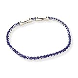 Habibi Jewels Bracciale Tennis Donna Uomo in Acciaio Blu Strass Brillantini Braccialetto Idea Regalo Compleanno Laurea