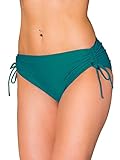 Aquarti Slip Bikini con Coulisse ai Fianchi da Donna, Verde Smeraldo, 50