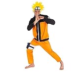 Naruto Uzumaki Costume 5 Pezzi Arancione Nero - L