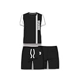 Pigiama Juventus Corto Nero Estivo Ragazzo Bambino Ufficiale Homewear Maglia Mezza Manica e Pantaloncino 3005 Tuta Cotone (IT, età, 8 Anni, 9 Anni, Regular, Juventus Nero 3005)