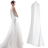 Custodia Porta Abito da Sposa 72" Traspirante Custodia Porta Abiti Copriabiti Antipolvere per Abiti da Sposa, Abiti da Sera, Cappotti, Traspirante, Antipolvere 180 x 80 x 22cm (Bianca)