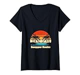 Donna Retro Vintage Surfing Design Snapper Rocks Beach Maglietta con Collo a V