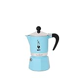 Bialetti Rainbow Caffettiera Colorata, Alluminio, Azzurro, 3 Tazze