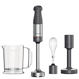 Kenwood Triblade XL+ Frullatore ad Immersione, Mixer, Asta in Acciaio Removibile, Dotato di Frusta a Filo, Schiacciaverdure e Bicchiere Graduato con Manico da 0,75L, Potenza 1000watt,Grigio