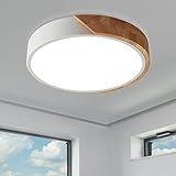 NICEME 24W Plafoniera LED Legno 6500K Bianco Freddo Moderni Ultra magro Rotondo ​Plafoniere da Soffitto, Ø30CM,per Bagno Soggiorno Camera Corridoio Ufficio