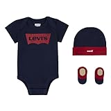 Levi s Classic Batwing Infant Hat Bodysuit Bootie Set 3Pc, Tutina per bambino e neonato Unisex - Bimbi 0-24, Blu (Dress Blues), 0-6 mesi