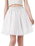 Eisnnu Gonna Tulle da Donna Classico Elastico 3 Strati Tutu Gonna in Tulle,Bianco Nero Rosa per Carnevale Halloween Fancy Dress Natale Cosplay (IT, Testo, Taglia Unica, Regular, Regular, Bianco)