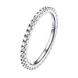 PROSILVER Anello Eternity Donna in Argento 925, Anello Cubica Zirconia con Taglia IT 7-27, Fedine Sottili per Tutte le Dita Idee Regalo Fedi Nuziali per Matrimonio Anniversario