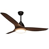 Ventilatori da soffitto con luci e telecomando, Ventilatori da soffitto con lampada bianche, 52   silenzioso ventilatore da soffitto con 3 pale ventole ABS, LED Fan Light, 3 velocità, temporizzazione