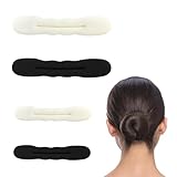 4 Pezzi Chignon per Ciambella, Chignon Facile per Capelli, Strumento per Acconciature Facili e Veloci, Chignon Bambina, Chignon Rapido - 2 Grandi e 2 Piccoli, Nero e Bianco