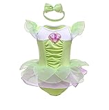 Lito Angels Vestito Tutina Principessa Trilli Tinkerbell con Fascia per Bimba Taglia 6-9 Mesi, Verde