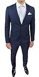 Abito Completo Uomo Sartoriale Class Elegante Vestito Smoking Formale Cerimonia (IT, Numero, 46, Regular, Regular, Blu Scuro)