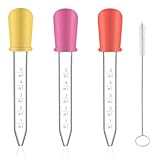 3 Pcs Pipetta Contagocce, Pipette Contagocce Plastica, 5 ml Pipetta Dropper in Silicone, con Punta Della Lampadina Pipette Graduate, con 1 Spazzola per la Pulizia