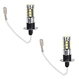 A2ZWORLD 2pcs LED H3 PK22s 12V 24V Canbus, Lampadine Fendinebbia Auto Camion 63mm, 15 SMD 3030 400lm 8W, Bianco Freddo 6500K