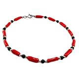 Bracciale argento 925 uomo donna unisex con corallo rosso naturale onice nero e argento 925 gioiello artigianale unico made in italy