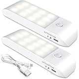 Luce Notturna(2 Pezzi), Lampada LED Ricaricabile USB con Sensore di Movimento, ON/OFF/AUTO, Luce LED con Striscia Magnetica per Armadio Soggiorno, Camere da Letto,Cucine,Corridoio