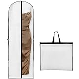 MINISOISO Borsa Porta Abiti, 180x60CM Porta Abito da Sposa Bianco,Custodia Porta Abiti，Polvere pieghevole -Copertina di protezione da matrimonio resistente, Bianco