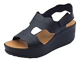 IGI&CO 3667344 Vitello Nero Sandali per Donna con Zeppa Alta Doppia Chiusura a Strappo (Taglia 38)