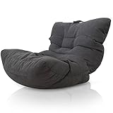 Aiire Pouf Poltrona Design in Cotone - Puffo per Sedersi XXL, Pouffe Salotto o Camera da Letto per Bambini o Gamer - Bean Bag per lettura o Puf Cuscini da Pavimento Grigio