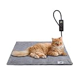 Toozey Tappetino Riscaldante per Cani e Gatti Tappeto Riscaldante per Animali Domestici Elettrico Regolabile Timer e per Temperatura per Cani e Gatti Neonati/Piccoli/Anziani, Grigio - S (45 * 40cm)