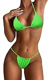 JFAN Costume da Bagno Donna Sexy Triangolo Bikini Due Pezzi Costumi da Bagno Lucente Clubwear Verde M