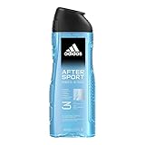 Adidas, After Sport Gel Doccia Bagnoschiuma 3 in 1 per Corpo, Capelli e Viso, Formula Vegana, 400ml