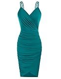 GRACE KARIN Vestito Donna Elegante a Vita Alta Tinta Unita Senza Maniche Verde XXL