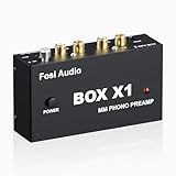 Fosi Audio BOX X1 Preamplificatore Phono, Mini Preamplificatore Giradischi MM Bassissimo Rumore, Preamplificatore Hifi con Cuffia 3.5MM e Uscita RCA/TRS, Polo di Messa a Terra un Alimentazione CC 12V