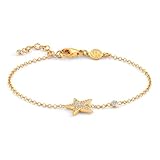 Nomination | Bracciale Donna Collezione Stella - Chiusura a Moschettone – Argento 925 e Cubic Zirconia con Pendente a Forma di Stella - Made in Italy - 16,5/18,5 cm (Oro Giallo)