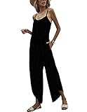 MUMZUGI Salopette Donna Estate Tutine con Bretelle Elegante Casual Jumpsuit Estiva One Piece Outfit, Nero-2 M