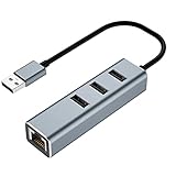 Adattatore USB Ethernet,Hub USB 4 Porte （3 USB 2.0 e 1 Porta LAN RJ45 ）100M Gigabit Adattatore Ethernet USB per MacBook,Mac OS,iMac,Windows,Chrome,Surface,XPS,ecc