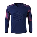 AIGOUT Maglia da portiere imbottita da uomo, divisa protettiva in spugna, a maniche lunghe, abbigliamento da portiere, C, S