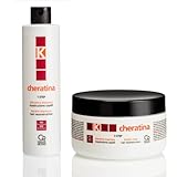 K-Cheratina, Trattamento Ricostruzione Capelli Shampoo e Maschera a Base di Cheratina, Idee Regalo, Kit con Shampoo Ricostruzione per Capelli Danneggiati 200ml, Maschera Ricostruzione 300ml