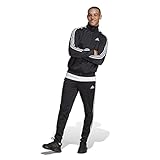 adidas Uomo Basic 3-Stripes Tricot Track Suit, Black, L