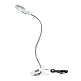 Lampada con Lente Ingrandimento, Lampada Estetista da Tavolo Dimmerabile LED USB con Pinza di Cigno Flessibile per Trucco Tattoo Nail Art Bellezza [Classe di efficienza energetica A+]