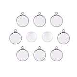 UNICRAFTALE 10 set Pendenti Piatti Piatti Rotondi Da 25 mm Che Fanno 304 impostazioni Cabochon In Acciaio Inossidabile E Cabochon In Vetro Trasparente per Collane Da Donna