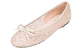 Feversole Round Toe Lace Ballet Crochet Flats,Scarpe comode e Traspiranti da Donna, comode Scarpe Traspiranti da Donna con Punta Tonda e Lacci Pizzo Nudo 39