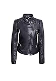 QUEEN HELENA Giacca Biker in Ecopelle Moto Giacchetta Casual Elegante Motociclista Giubbino Corto Donna Y (XL, Nero)