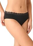 GOLDEN LADY Slip Pizzo Cotone, Nero, L