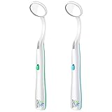 ARSUK Specchio dentale con luce antiappannamento, specchio a LED per dentista di ispezione dei denti, cura orale della bocca, 5,90 pollici (15 cm) blu e verde Confezione da 2