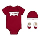 Levi s Classic Batwing Infant Hat Bodysuit Bootie Set 3Pc, Tutina per bambino e neonato Unisex - Bimbi 0-24, Rosso (Levis Red), 0-6 mesi