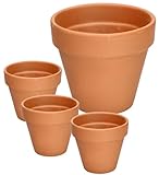 KOTARBAU® Set di 4 vasi da fiori in terracotta, diametro 13 cm, con bordo per interni e giardini