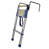 Scala telescopica 4,6 m/5 m/6,2 m/7 m/8 m con ganci da 30 cm, scala dritta sollevabile portatile per impieghi gravosi con poggiapiedi antiscivolo (dimensioni : 6,6 m/21,7 piedi/17 kg) (3,9 m/12,8 pie