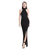 KBRPEY Abito Elegante Donna Abiti Sexy Senza Maniche Vestiti Donna Eleganti Abiti Bodycon Nero Gonna Lunga a Party Clubwear Abiti da Sera Lunghi Eleganti (Nero S)