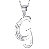 MASADA Collana in Argento 925 - Ciondolo Lettera G Iniziale con Pietre Zircone - Iniziali Nome per Donna e Ragazza - Catena 46 cm Confezione Borsa in Velluto