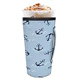 Iced Coffee Sleeve Fun Anchors Style - Manicotti riutilizzabili per tazze da caffè con manico, in neoprene, isolati in neoprene, per tazze da 680,4-793,8 g, medie